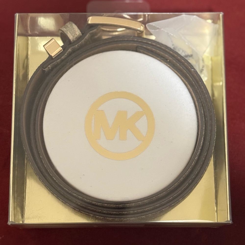 Michael Kors Dark Brown Belt with Gold Buckle